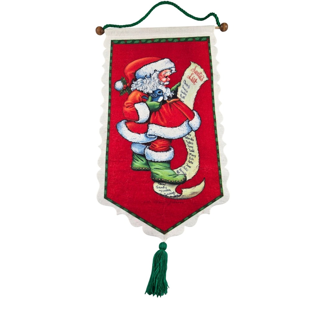 Vintage Santa's Best Felt Christmas Wall Hanging Santa's List 24" Retro 90s